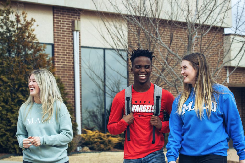 Students on campus walking