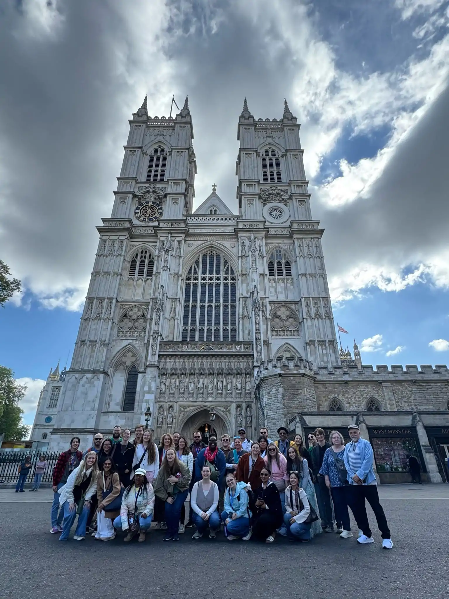MACU students and staff at Westminster Abbey in London, England.